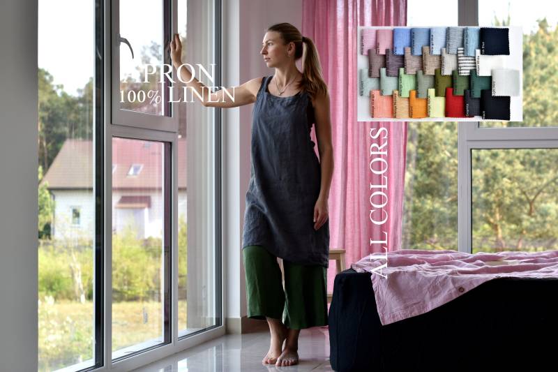 Leinen Schürze Gewaschene Leinen Schürze Zum Kochen, Gartenarbeit Washed Japan/Soft Cross Back Pure Linen Crossover von Prolinen