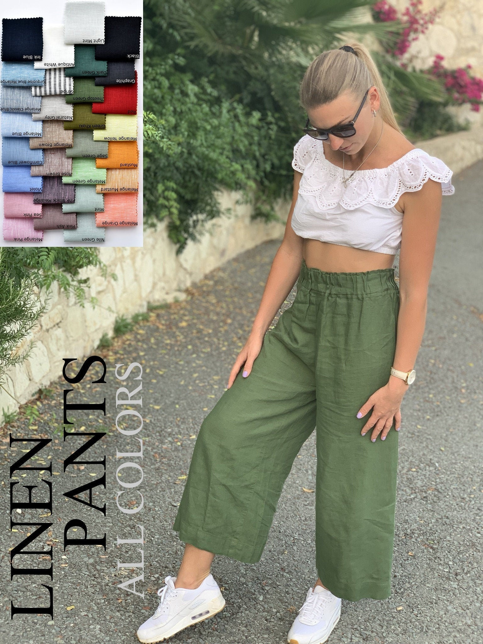 Leinenhose Frauen, Leinenhose, Damen Mit Weitem Bein, Plus, Für Frauen von Prolinen