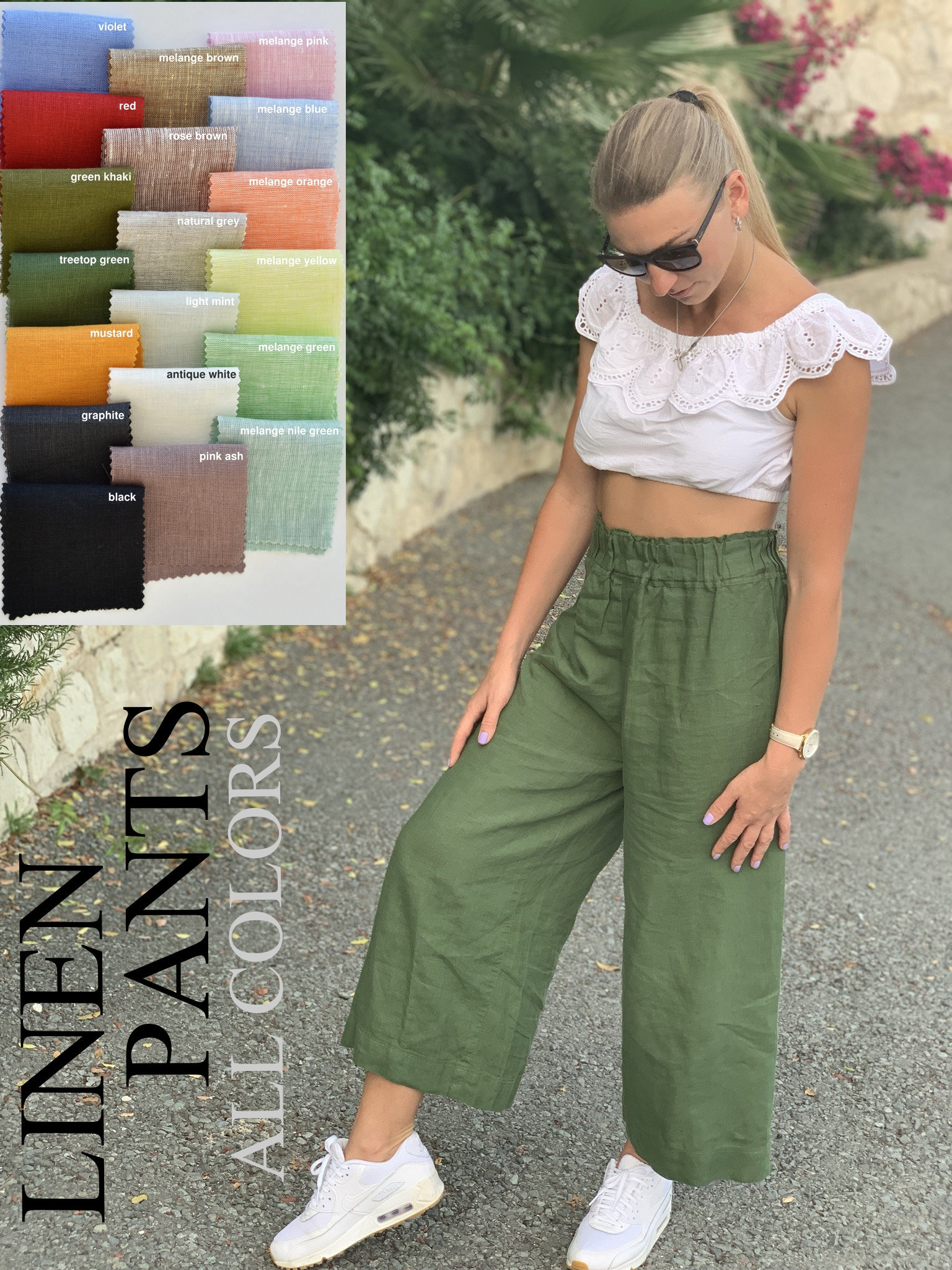 Leinenhose Frauen, Leinenhose, Damen Mit Weitem Bein, Plus, Für Frauen von Prolinen