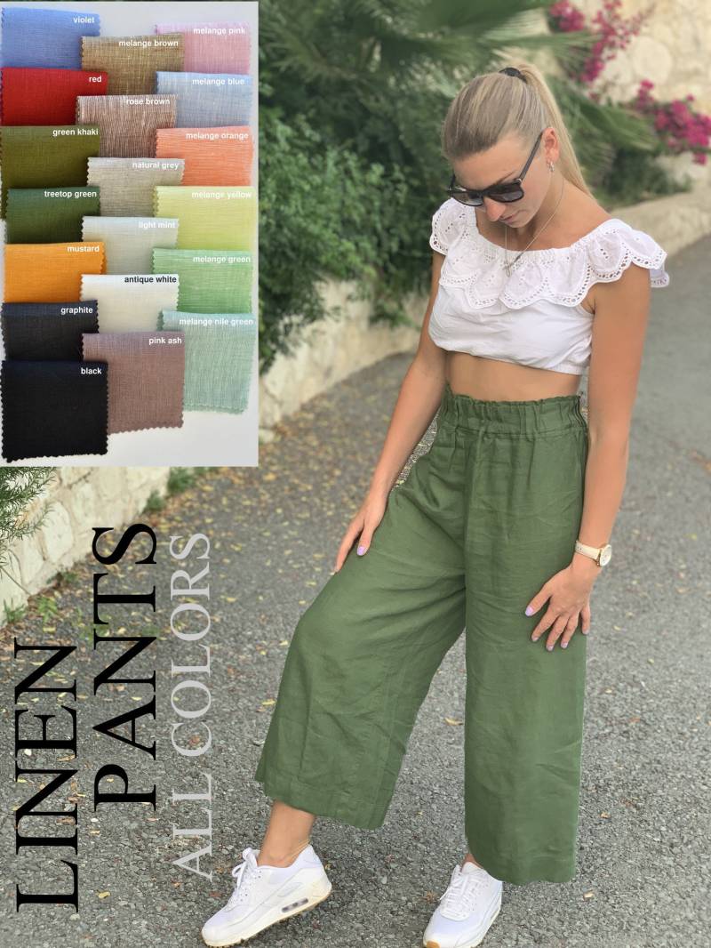 Leinenhose Frauen, Leinenhose, Damen Mit Weitem Bein, Plus, Für Frauen von Prolinen