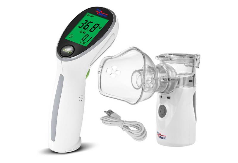 Promedix Inhalationsgerät PR-835+PR-960 Inhalator + Infrarot-Thermometer, Tragbarer / kabelloser Inhalator von Promedix