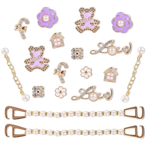 Glitzernde Schuhanhänger für Damen, modischer Schuhschmuck, Strass-Schuhdekoration für Clog-Sandalen, DIY-Schuhzubehör, Violetter Bär, Medium von Prometheism