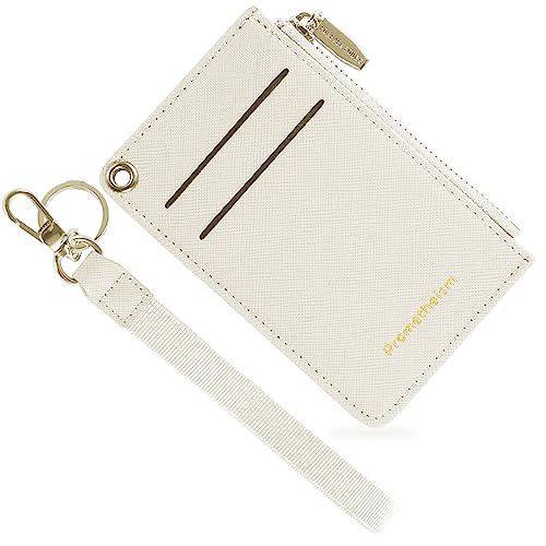 Prometheism Kleine Brieftaschen für Frauen, schlankes Leder, Kartenetui, Halter, Geldbörse, Münzgeldbörse, mit Schlüsselanhänger, B-beige, Small, Neutral von Prometheism