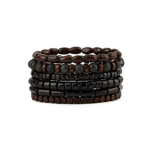 Prometis Gothic Armband Set Einstellbare Tribal Retro Punk Einstellbare Gebet Perlen Manschette Wrap Armreif mit geflochtenen mehrlagigen Grunge Schmuck von Prometis