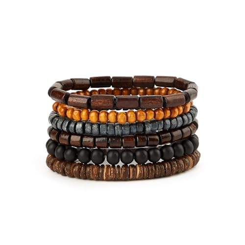 Prometis Gothic Armband Set Einstellbare Tribal Retro Punk Einstellbare Gebet Perlen Manschette Wrap Armreif mit geflochtenen mehrlagigen Grunge Schmuck von Prometis