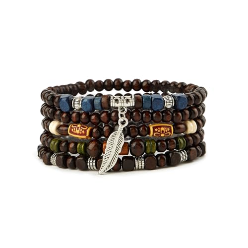 Prometis Gothic Armband Set Einstellbare Tribal Retro Punk Einstellbare Gebet Perlen Manschette Wrap Armreif mit geflochtenen mehrlagigen Grunge Schmuck von Prometis