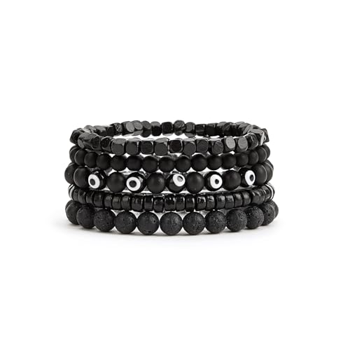 Prometis Gothic Armband Set Einstellbare Tribal Retro Punk Einstellbare Gebet Perlen Manschette Wrap Armreif mit geflochtenen mehrlagigen Grunge Schmuck von Prometis