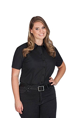 Business Kurzarm-Bluse Plus Size Damen, Schwarz, XXXL von Promodoro