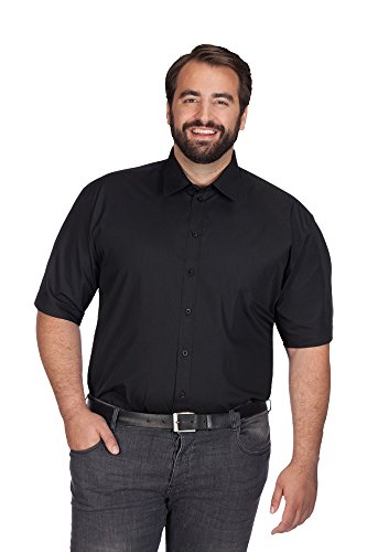 Business Kurzarm-Hemd Plus Size Herren, Schwarz, 5XL von Promodoro