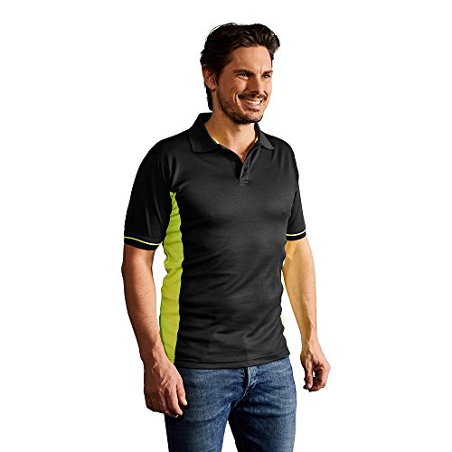 Funktions Kontrast Poloshirt Herren, Graphit-Neongelb, XL von Promodoro