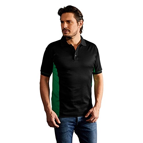 Funktions Kontrast Poloshirt Herren, Schwarz-Dunkelgrün, XL von Promodoro