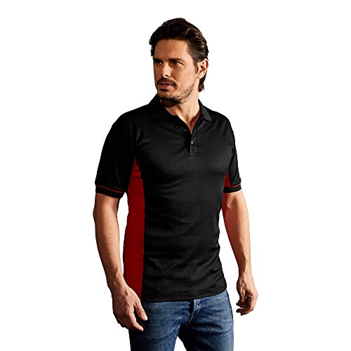 Funktions Kontrast Poloshirt Herren, Schwarz-Rot, M von Promodoro