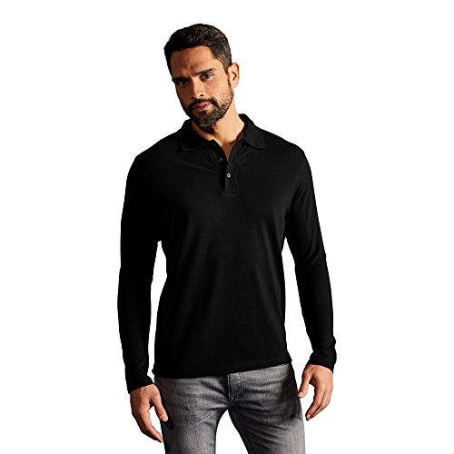 Heavy Langarm-Poloshirt Herren, Schwarz, L von Promodoro