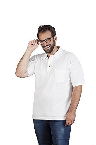 Heavy Poloshirt mit Brusttasche Plus Size Herren, Weiß, XXXL von Promodoro