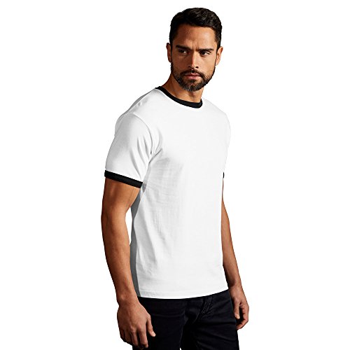 Kontrast T-Shirt Herren, Weiß-Schwarz, L von Promodoro