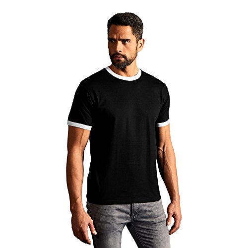 Kontrast T-Shirt Herren, Schwarz-Weiß, M von Promodoro
