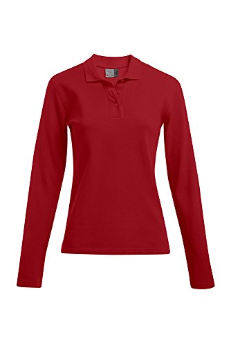 Heavy Langarm-Poloshirt Plus Size Damen, Rot, XXL von Promodoro