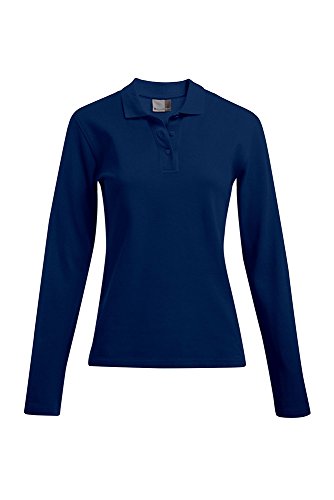 Heavy Langarm-Poloshirt Plus Size Damen, Marineblau, XXL von Promodoro