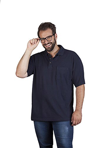 Heavy Poloshirt mit Brusttasche Plus Size Herren, Marineblau, 4XL von Promodoro