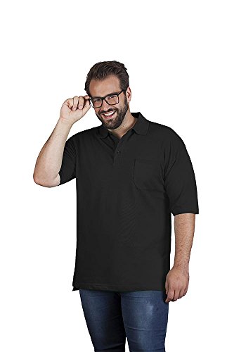 Heavy Poloshirt mit Brusttasche Plus Size Herren, Schwarz, 4XL von Promodoro