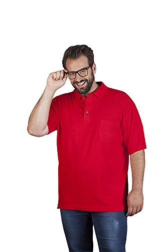 Heavy Poloshirt mit Brusttasche Plus Size Herren, Rot, 5XL von Promodoro