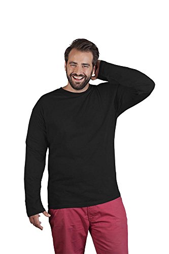 Premium Langarmshirt Plus Size Herren, Schwarz, 4XL von Promodoro