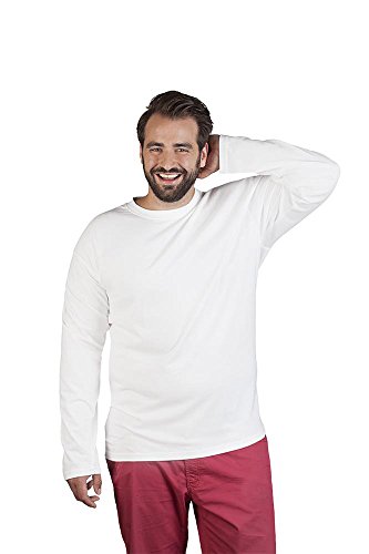Premium Langarmshirt Plus Size Herren, Weiß, 4XL von Promodoro
