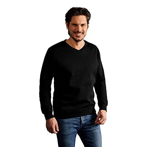 Premium V-Ausschnitt Sweatshirt Herren, Schwarz, XL von Promodoro