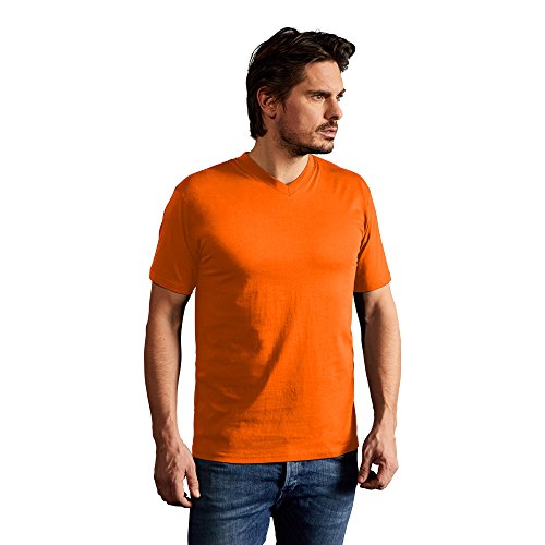 Premium V-Ausschnitt T-Shirt Herren, Orange, XXL von Promodoro