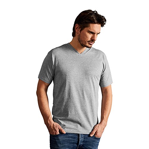 Premium V-Ausschnitt T-Shirt Herren, Sportgrau, L von Promodoro