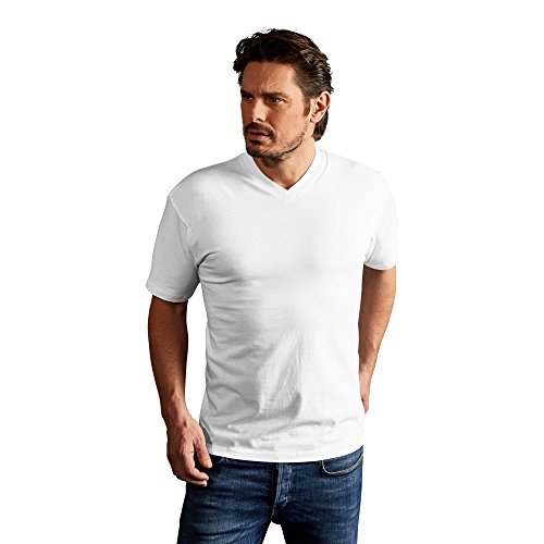 Premium V-Ausschnitt T-Shirt Herren, Weiß, S von Promodoro