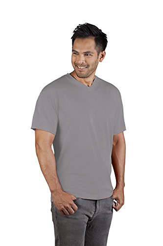 Premium V-Ausschnitt T-Shirt Herren Sale, Hellgrau, XL von Promodoro