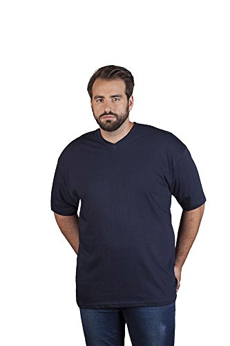 Premium V-Ausschnitt T-Shirt Plus Size Herren, Marineblau, XXXL von Promodoro