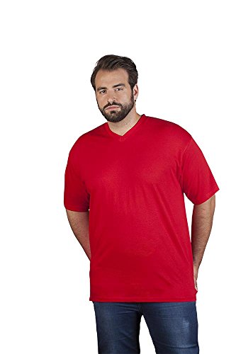 Premium V-Ausschnitt T-Shirt Plus Size Herren, Rot, 5XL von Promodoro