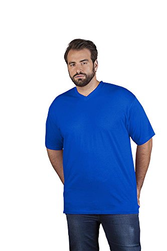 Premium V-Ausschnitt T-Shirt Plus Size Herren, Königsblau, 5XL von Promodoro