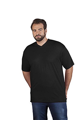 Premium V-Ausschnitt T-Shirt Plus Size Herren, Schwarz, 4XL von Promodoro