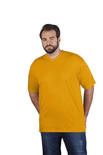 Premium V-Neck T-Shirt Plus Size Herren, 4XL, Orange von Promodoro