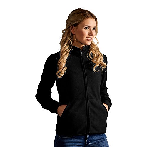 Doppel-Fleece Jacke Damen, Schwarz-Hellgrau, S von Promodoro