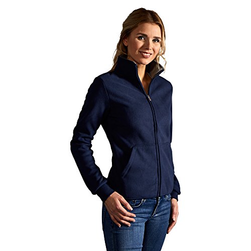 Doppel-Fleece Jacke Damen, Marineblau-Hellgrau, XL von Promodoro