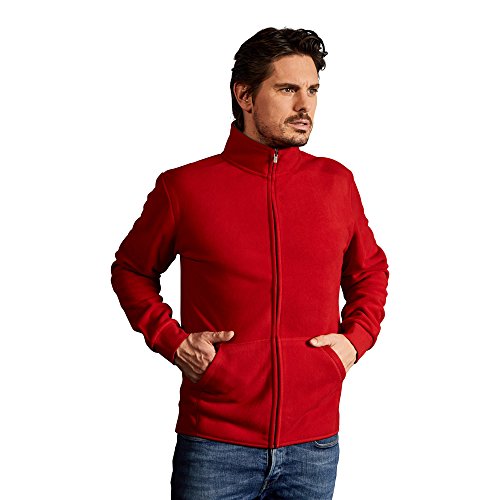 Doppel-Fleece Jacke Herren, Rot-Hellgrau, XXL von Promodoro