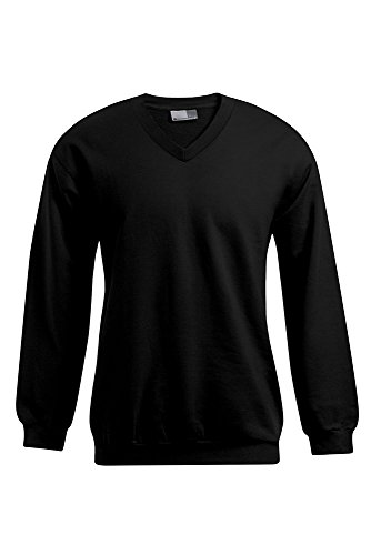 Premium V-Ausschnitt Sweatshirt Plus Size Herren, Schwarz, XXXL von Promodoro