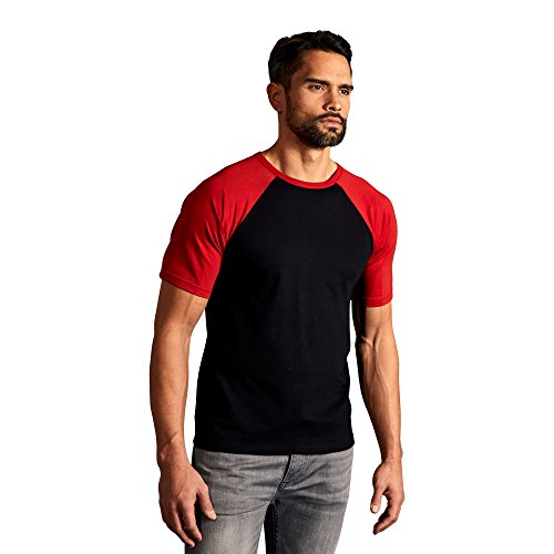Raglan Baseball T-Shirt Herren, Schwarz-Rot, M von Promodoro