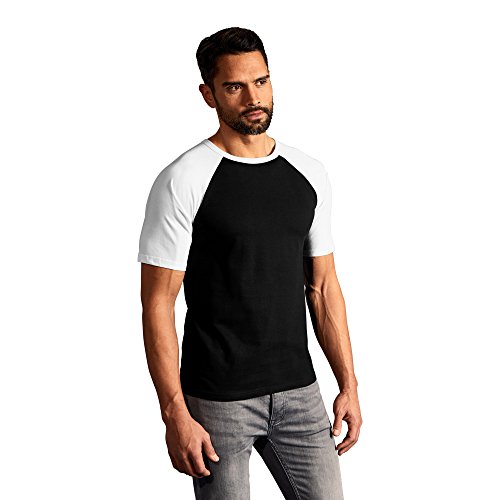 Raglan Baseball T-Shirt Herren, Schwarz-Weiß, M von Promodoro