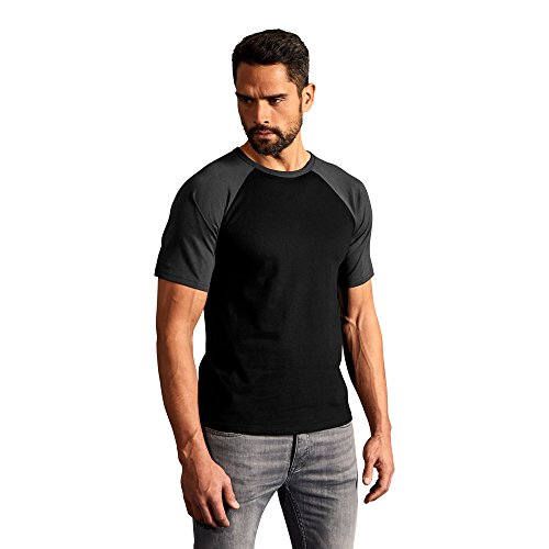 Raglan Baseball T-Shirt Herren, Schwarz-Charcoal, XS von Promodoro