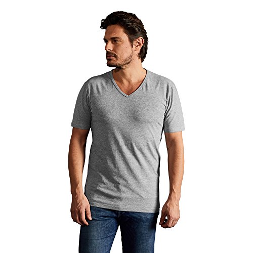 Slim-Fit V-Ausschnitt T-Shirt Herren, Sportgrau, L von Promodoro