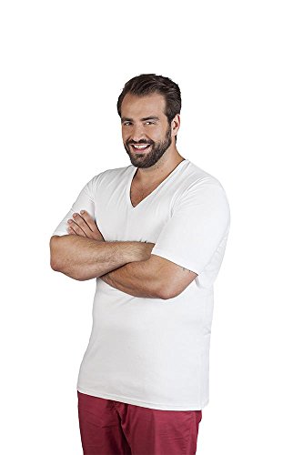 Slim-Fit V-Ausschnitt T-Shirt Plus Size Herren, Weiß, 5XL von Promodoro