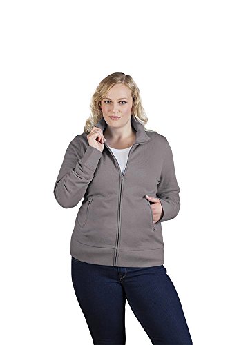 Stehkragen Zip Jacke Plus Size Damen Sale, Hellgrau, XXXL von Promodoro