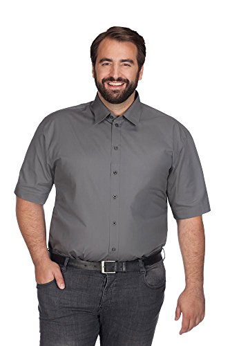 Business Kurzarm-Hemd Plus Size Herren, Stahlgrau, 4XL von Promodoro