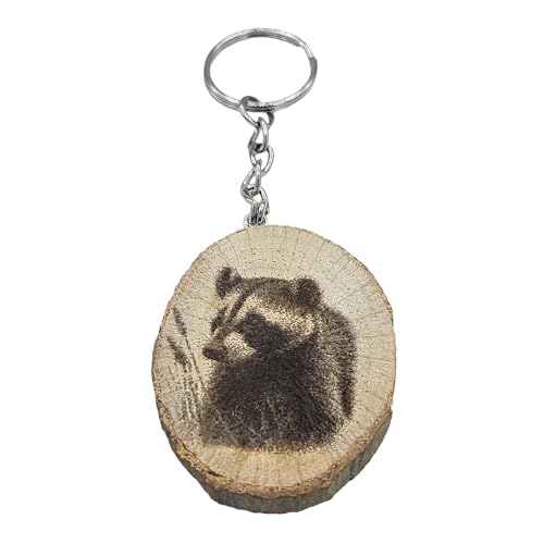 Promotech Der Dachs Handgefertigter Lasergravierter Einzelstück Schlüsselanhänger aus Holz von Promotech