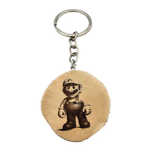 Promotech Gamer Mario Charakter Handgefertigter Lasergravierter Einzelstück Schlüsselanhänger aus Holz Promotech Gamer Mario Charakter Handgefertigter Lasergravierter Einzelstück Schlüsselanhänger aus Holz von Promotech